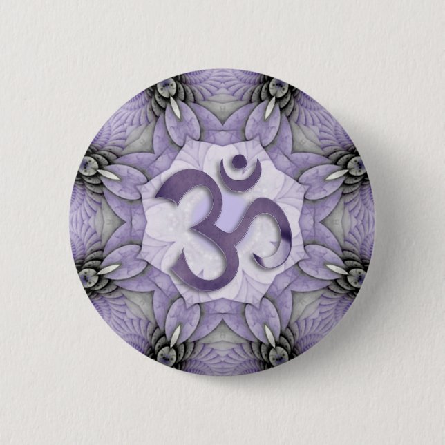 MANDALA OM - violet 6 Cm Round Badge (Front)