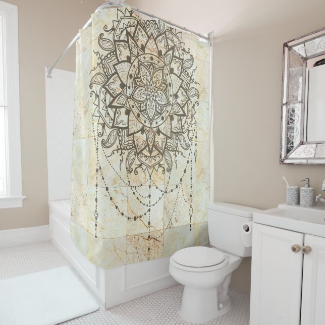 Mandala on Marble  Shower Curtain (In Situ)