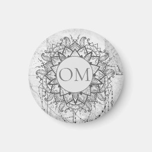 Mandala on Silver Marble Magnet