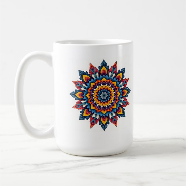Mandala on white coffee mug (Left)