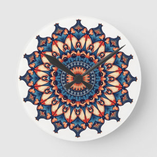 Mandala on white round clock