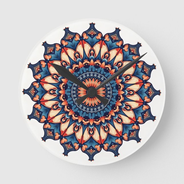 Mandala on white round clock (Front)