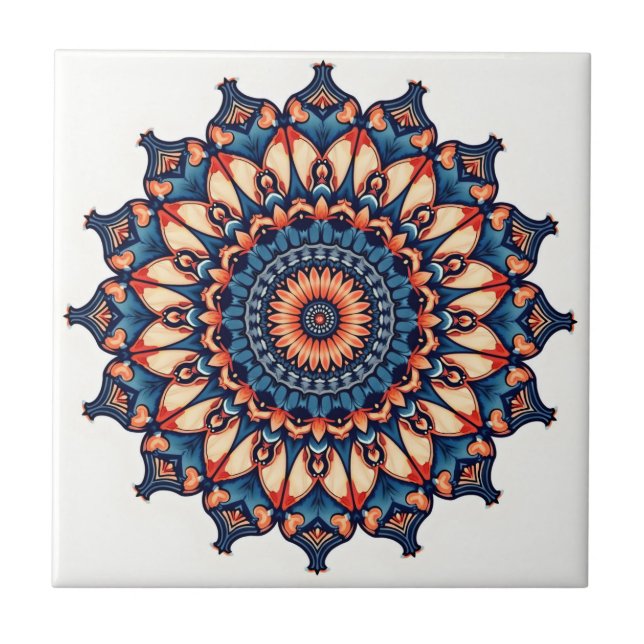 Mandala on white tile (Front)
