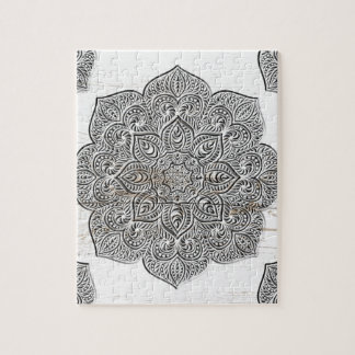 Mandala on white wood jigsaw puzzle