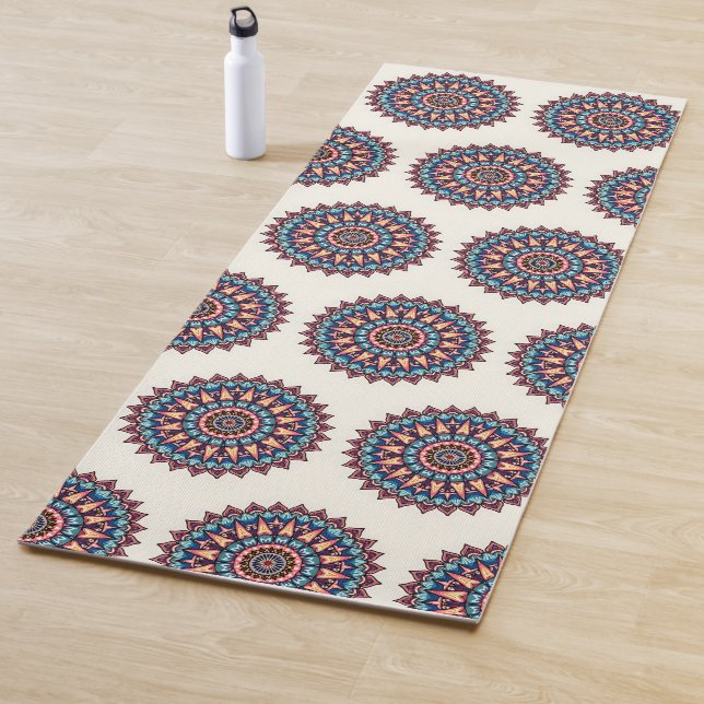 Mandala on white yoga mat (In Situ)