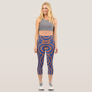 Mandala orange blue capri leggings
