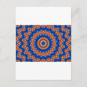 Mandala orange blue postcard
