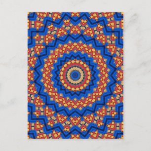Mandala orange blue postcard