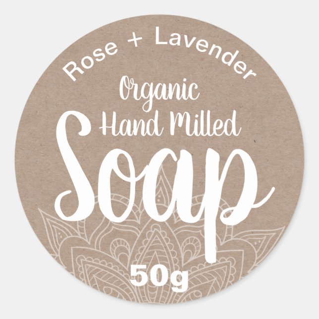 Mandala Organic Hand Milled Soap Label (Front)