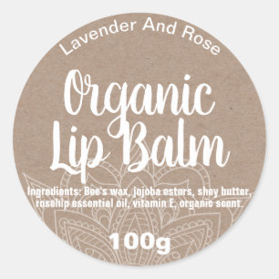 Mandala Organic Lip Balm Kraft Labels