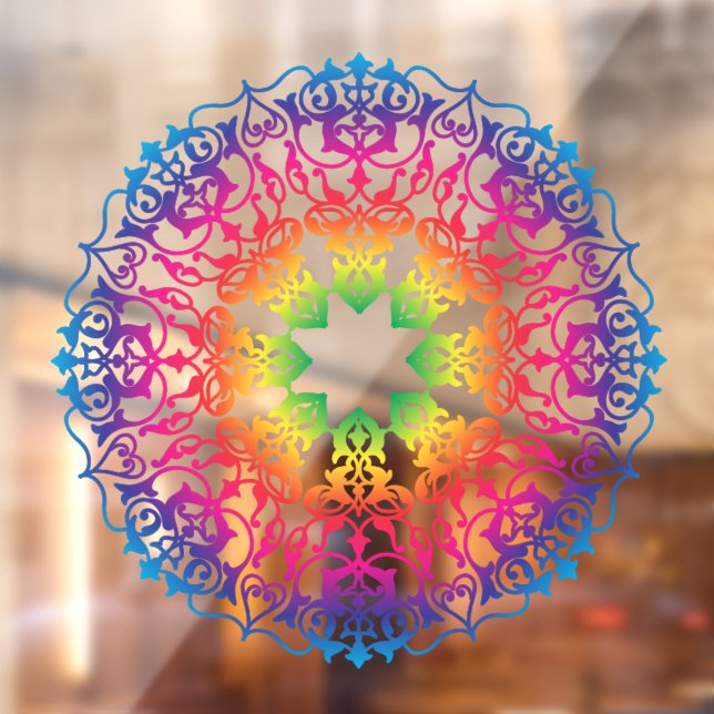 Mandala Oriental Flower Yoga Art  Window Cling (Sheet 2)