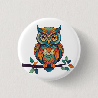 Mandala Owl 3 Cm Round Badge
