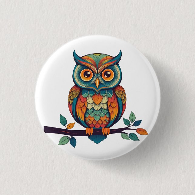 Mandala Owl 3 Cm Round Badge (Front)