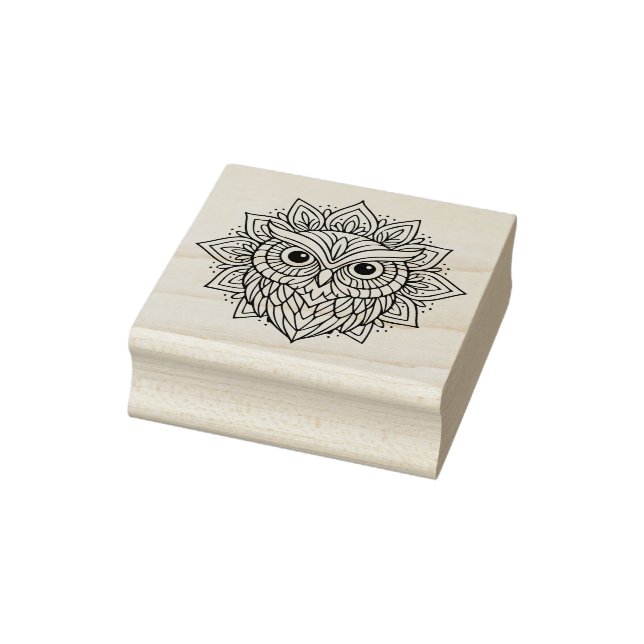 Mandala Owl Head Line Art Rubber Stamp (Stamp)