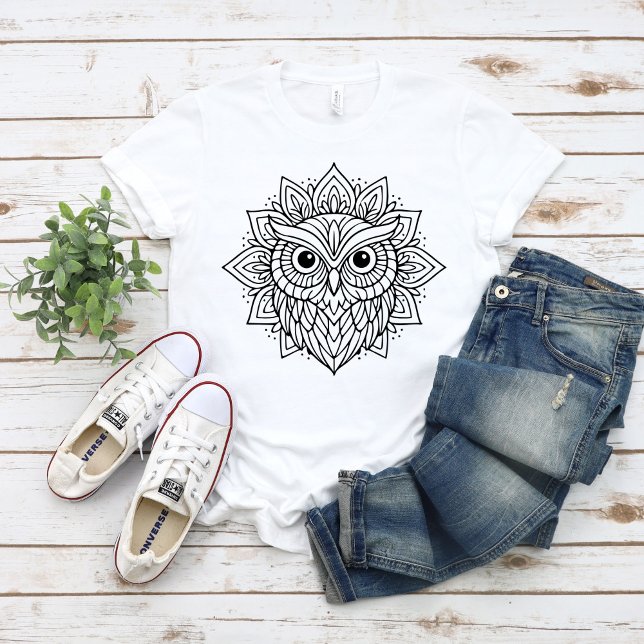 Mandala Owl Head Line Art T-Shirt (Creator Uploaded)