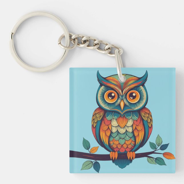 Mandala Owl Key Ring (Front)