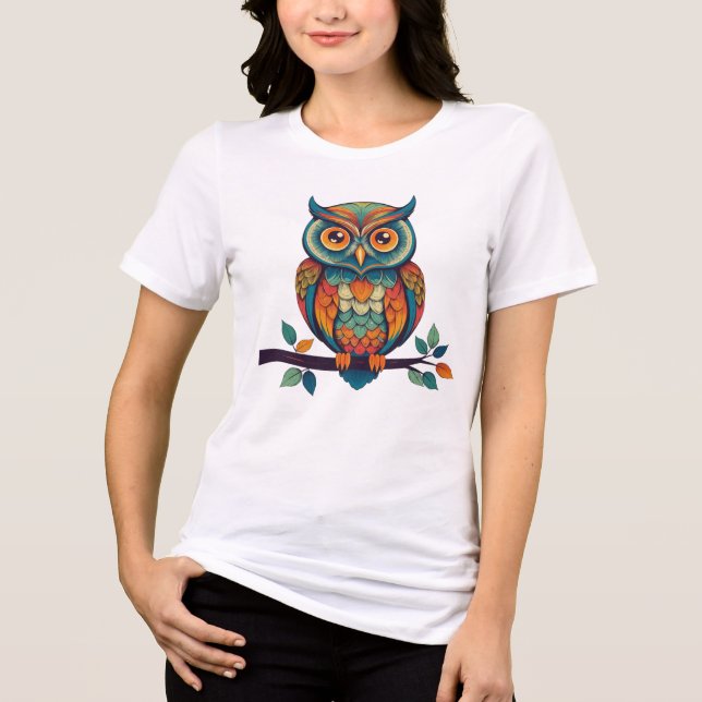 Mandala Owl Tri-Blend Shirt (Front)