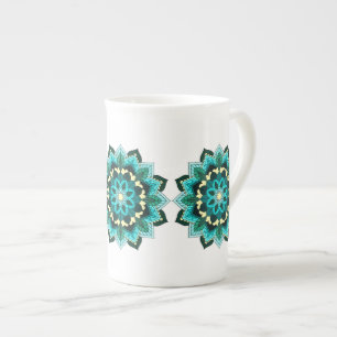 Mandala Pattern 02 in aqua Bone China Mug