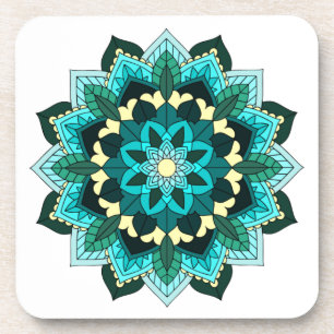 Mandala Pattern 02 in aqua Coaster