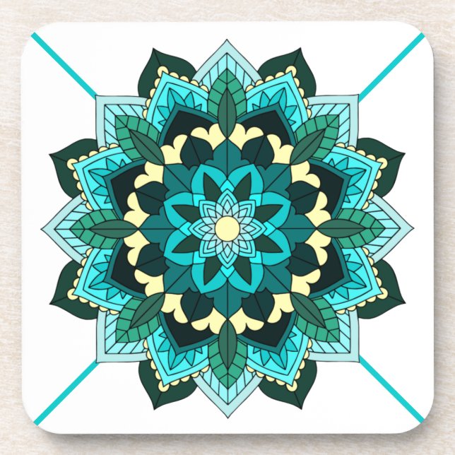 Mandala Pattern 02 in aqua Coaster (Front)