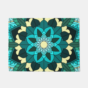 Mandala Pattern 02 in aqua Doormat