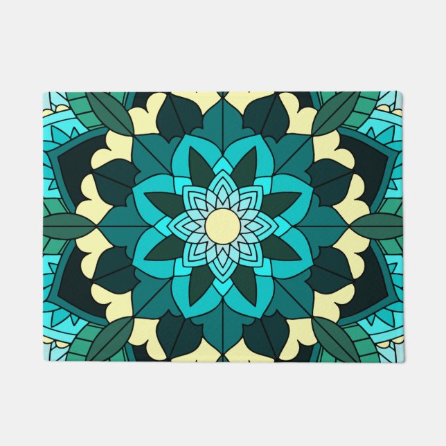 Mandala Pattern 02 in aqua Doormat (Front)