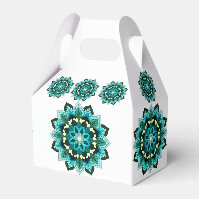 Mandala Pattern 02 in aqua Favour Box (Front Side)