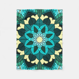 Mandala Pattern 02 in aqua Fleece Blanket