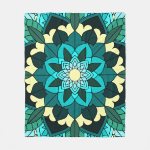 Mandala Pattern 02 in aqua Fleece Blanket