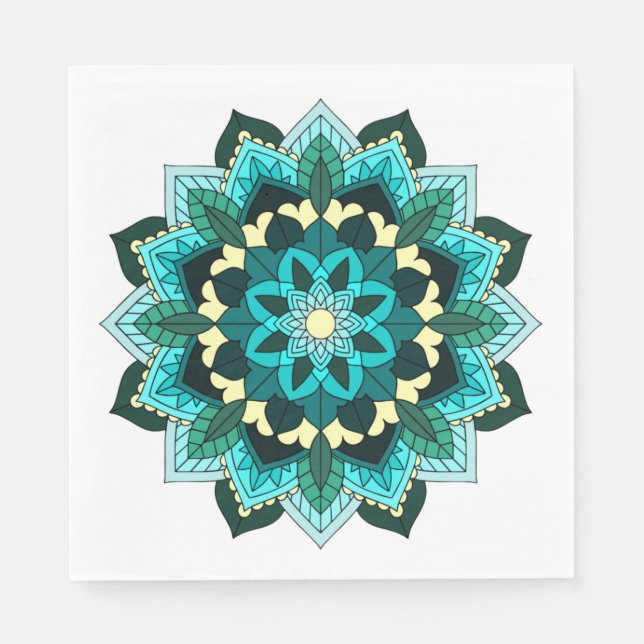Mandala Pattern 02 in aqua Napkin (Front)