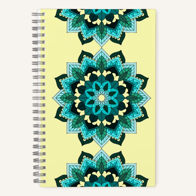 Mandala Pattern 02 in aqua Notebook (Front)