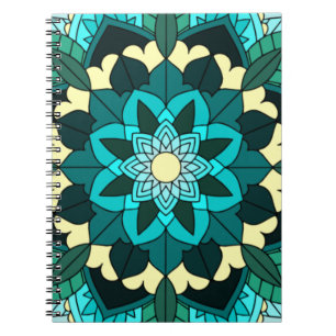 Mandala Pattern 02 in aqua Notebook