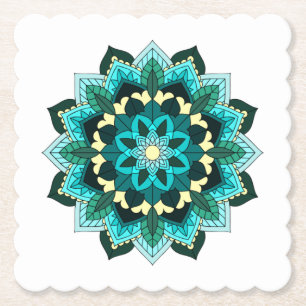 Mandala Pattern 02 in aqua Paper Coaster