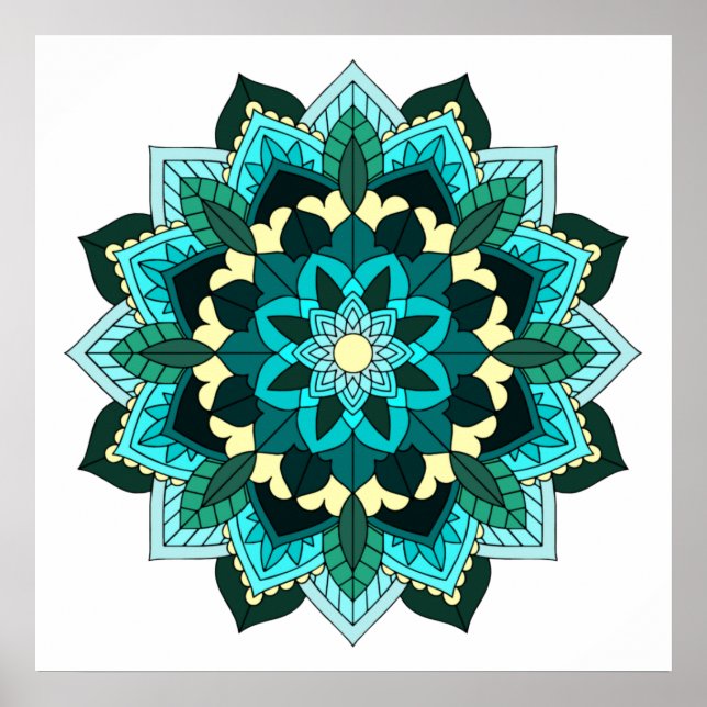Mandala Pattern 02 in aqua Poster (Front)