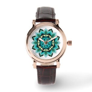 Mandala Pattern 02 in aqua Watch