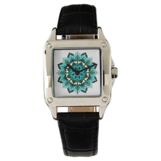 Mandala Pattern 02 in aqua Watch (Front)