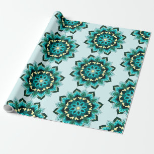 Mandala Pattern 02 in aqua Wrapping Paper