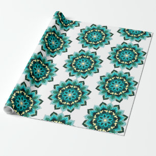 Mandala Pattern 02 in aqua Wrapping Paper