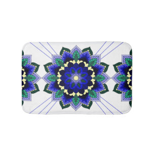 Mandala Pattern 02 in dark blue Bath Mat