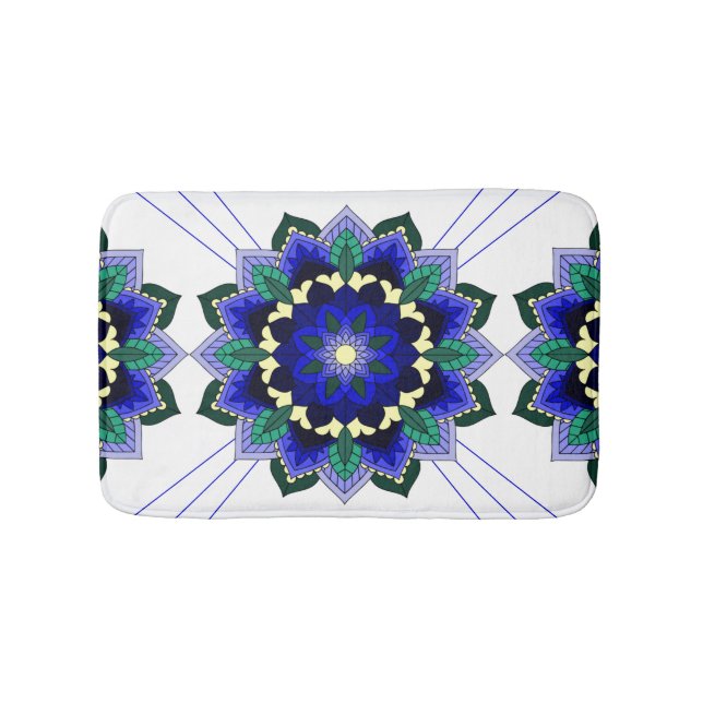 Mandala Pattern 02 in dark blue Bath Mat (Front)