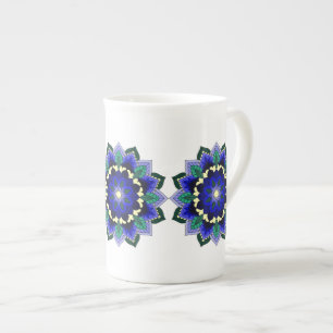 Mandala Pattern 02 in dark blue Bone China Mug