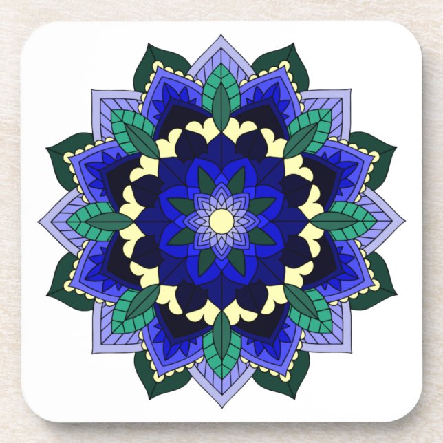 Mandala Pattern 02 in dark blue Coaster (Front)