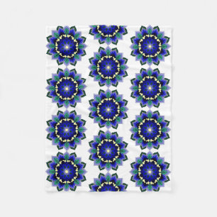 Mandala Pattern 02 in dark blue Fleece Blanket