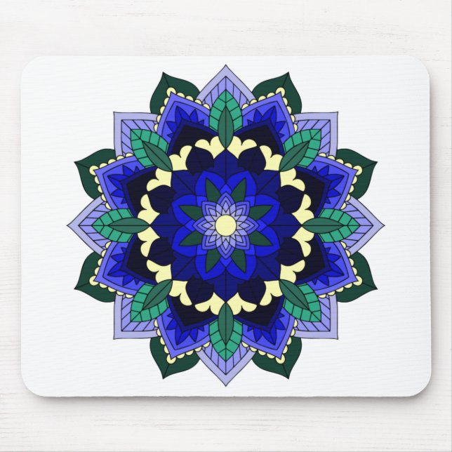 Mandala Pattern 02 in dark blue Mouse Mat (Front)