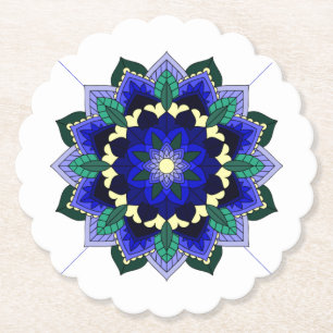 Mandala Pattern 02 in dark blue Paper Coaster
