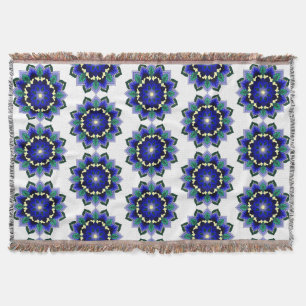 Mandala Pattern 02 in dark blue Throw Blanket