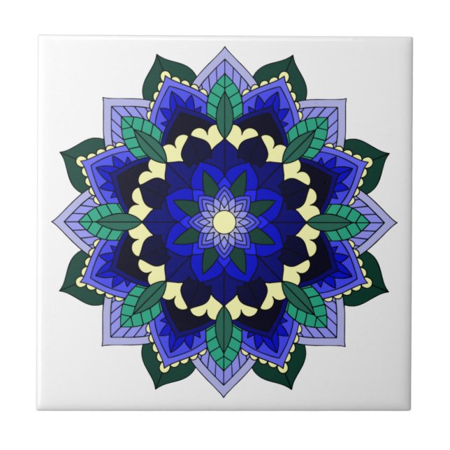 Mandala Pattern 02 in dark blue Tile (Front)