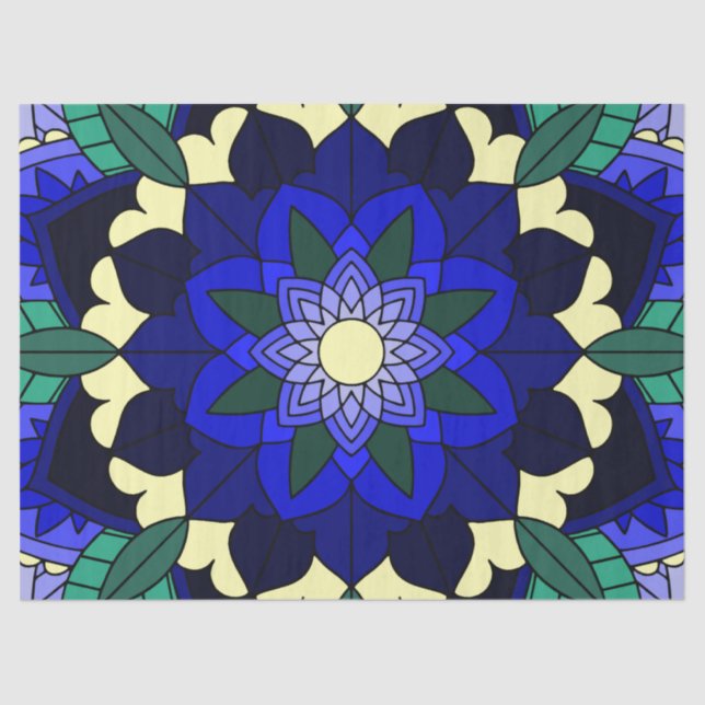 Mandala Pattern 02 in dark blue Tissue Paper (Front)