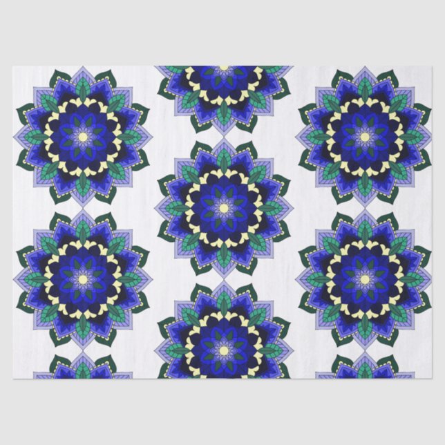 Mandala Pattern 02 in dark blue Tissue Paper (Front)