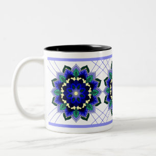 Mandala Pattern 02 in dark blue Two-Tone Coffee Mu Mug